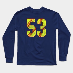 Fastpitch Softball Number 53 #53 Softball Shirt Jersey Uniform Favorite Player Biggest Fan Long Sleeve T-Shirt